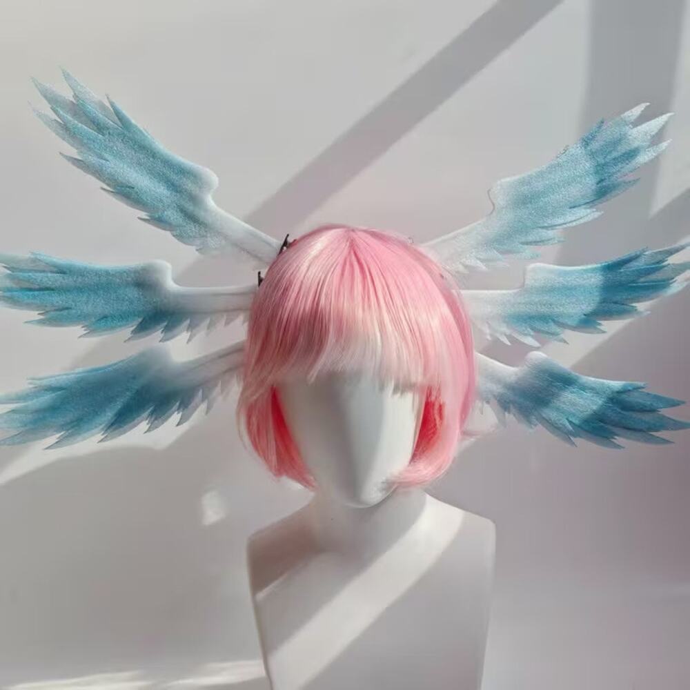 6x Blue Angel Wings lightweight Foam Anime Cosplay Prop Headpiece Hair Clips